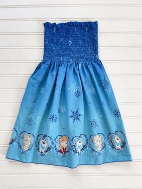 HANDMADE EUC Strapless Smocked Frozen Elsa Anna Olaf Dress